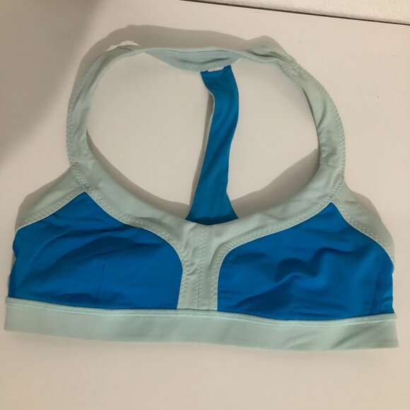 Lululemon Womens Blue White Colorblock Active Sports Bra - Picture 1 of 3